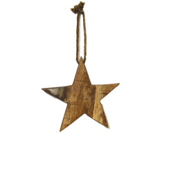 Gwiazda z drewna egzotycznego dekoracja wisząca 20cm